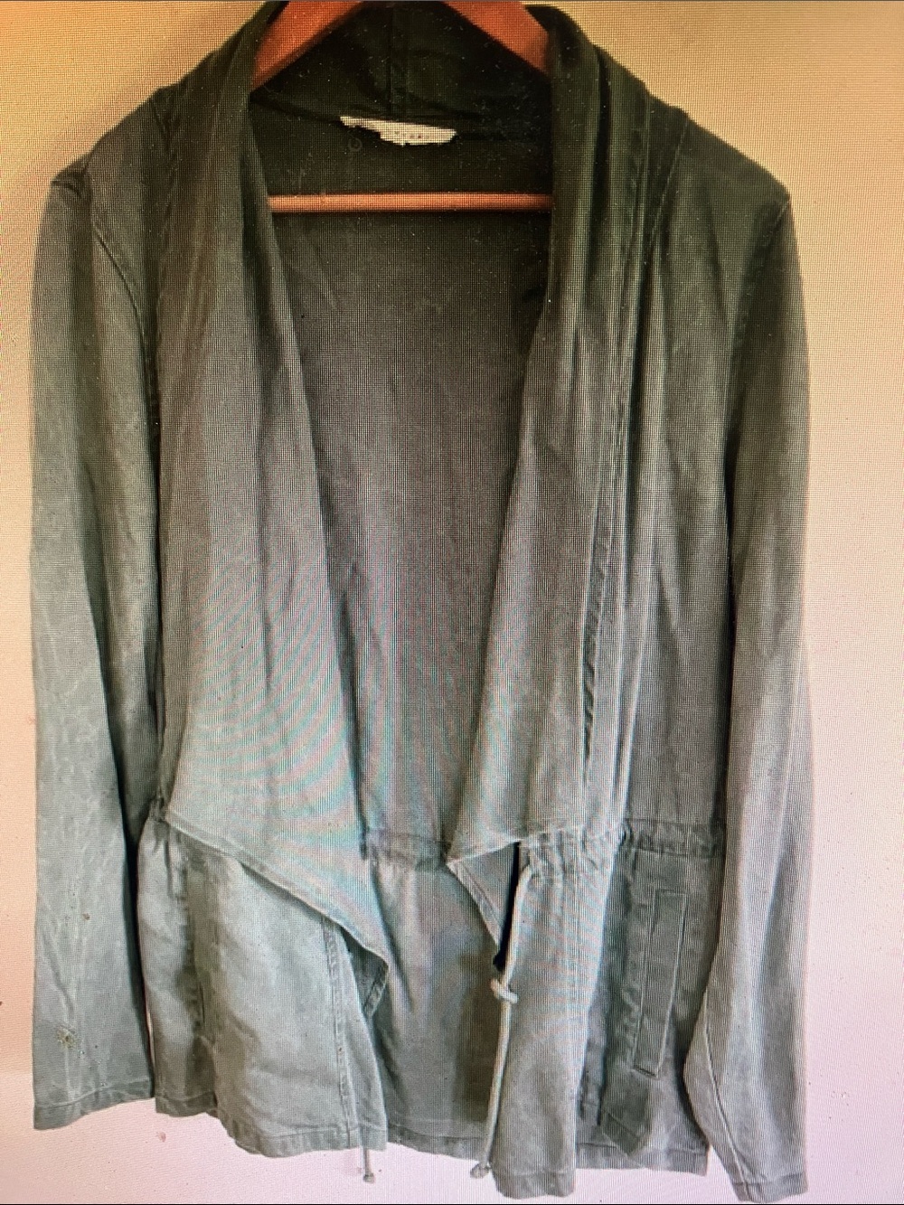 Casual Olive Green Open-Front Teddy Jacket